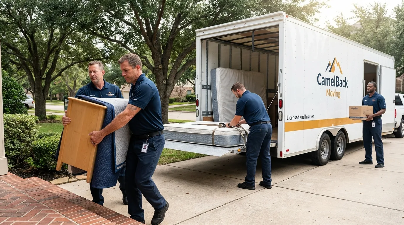 Crew loading residential truck for cross-state move from Union, WV